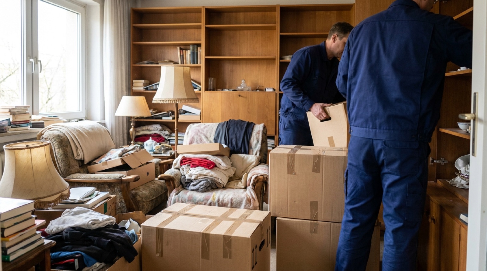 Vollgestelltes Wohnzimmer vor der Entrümpelung